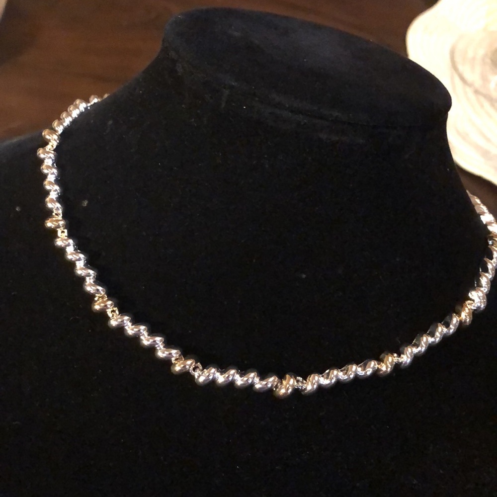 Anne Klein Serpentine shiny two-tone gold slightly larger necklace + extender
